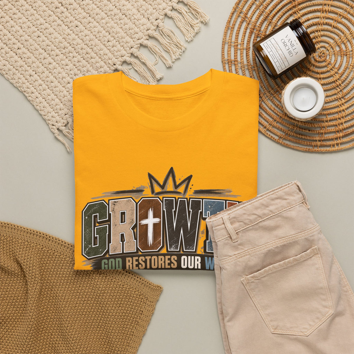 Growth Faith T-Shirt — "God Restores Our Ways, Trust Him" Christian Tee