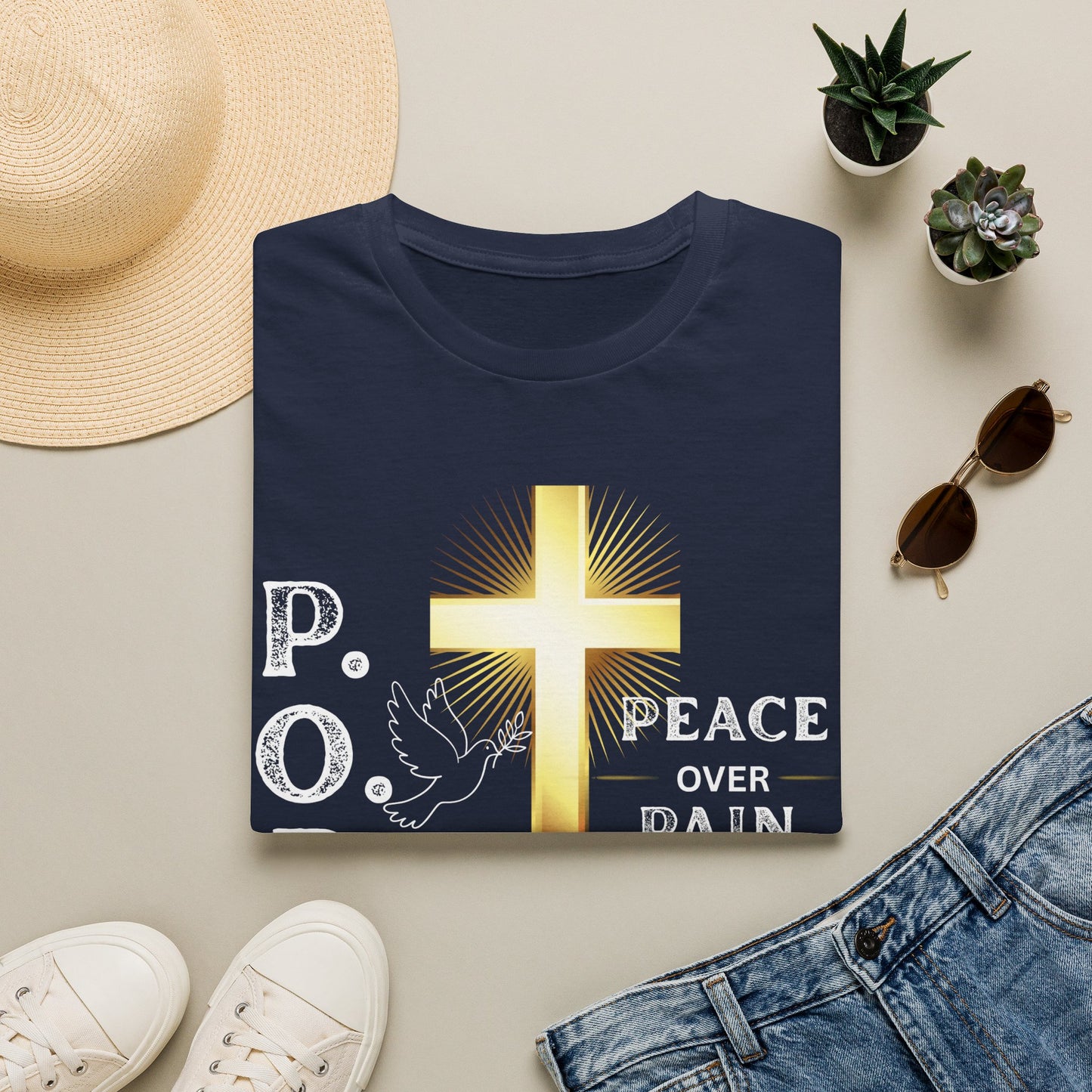 Peace Over Pain T-Shirt — Christian Cross & Dove Faith Graphic