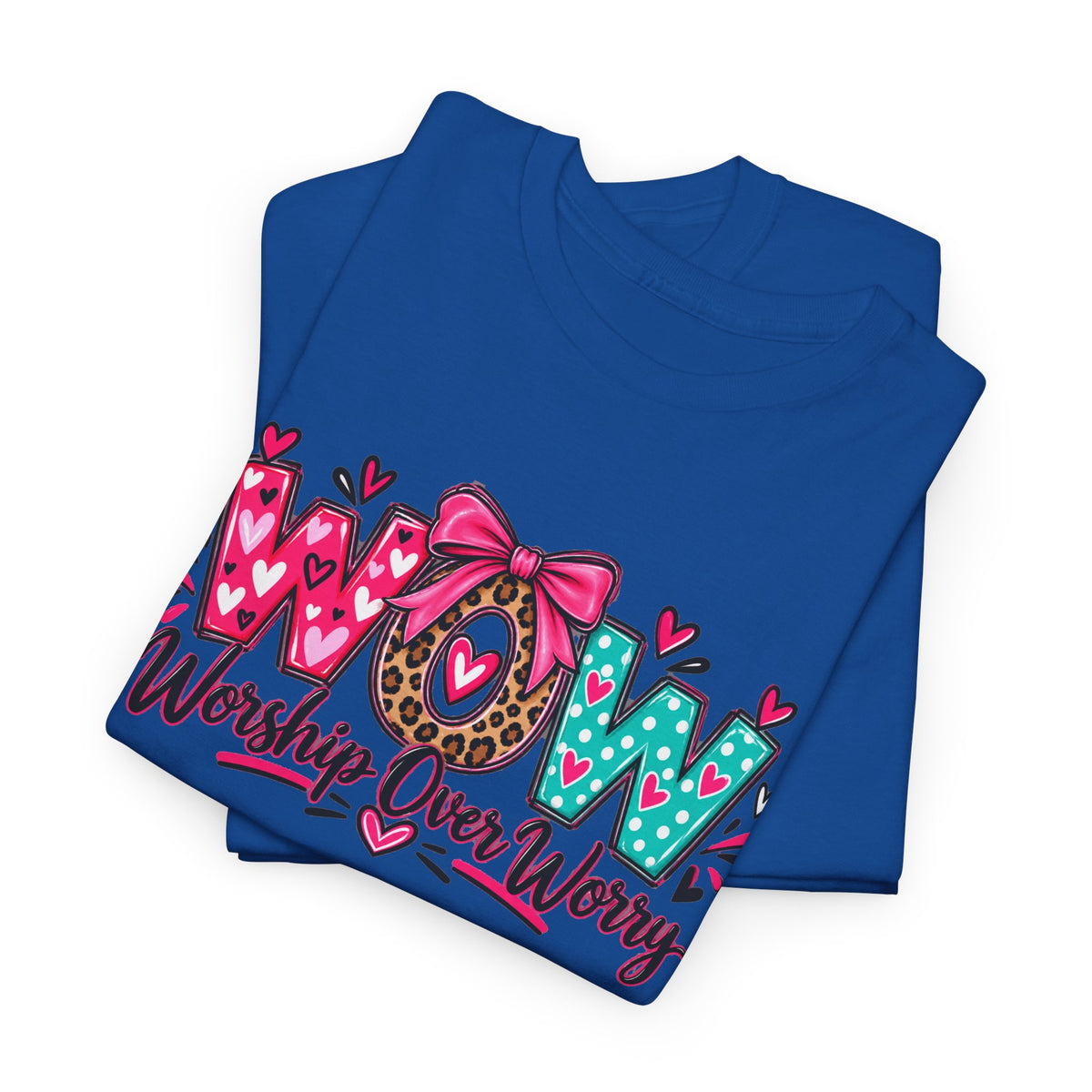 W.O.W. "Worship Over Worry" Graphic Tee — Faith-Inspired Christian Shirt