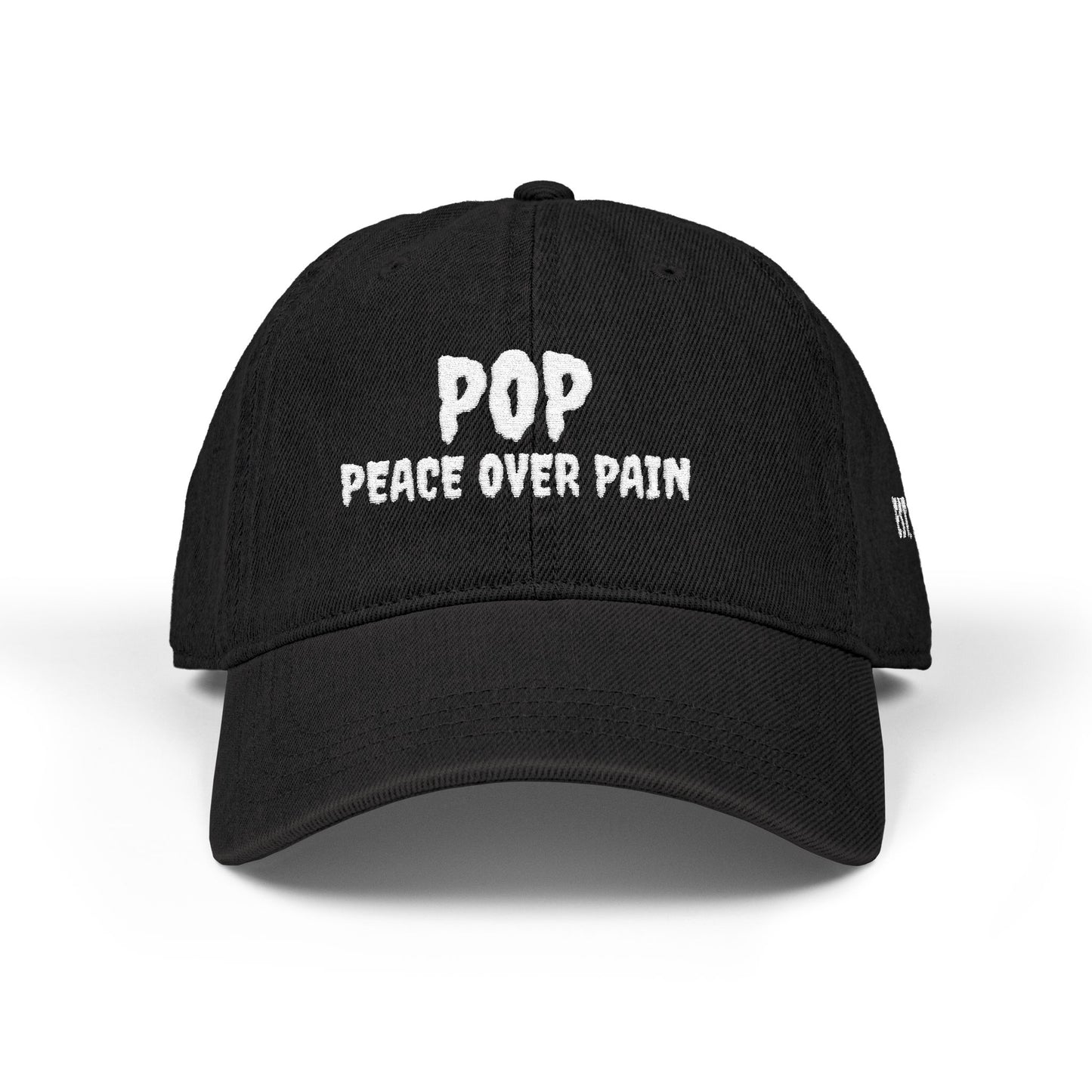 POP (Peace Over Pain) Faith Over Everything Black Denim Cap