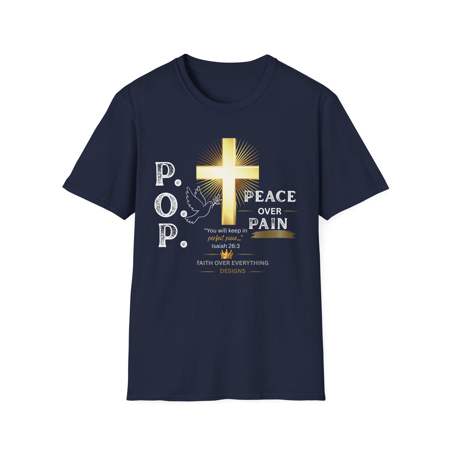Peace Over Pain T-Shirt — Christian Cross & Dove Faith Graphic