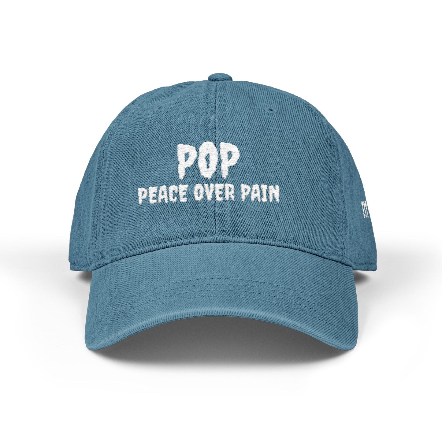 POP (Peace Over Pain) Faith Over Everything Black Denim Cap