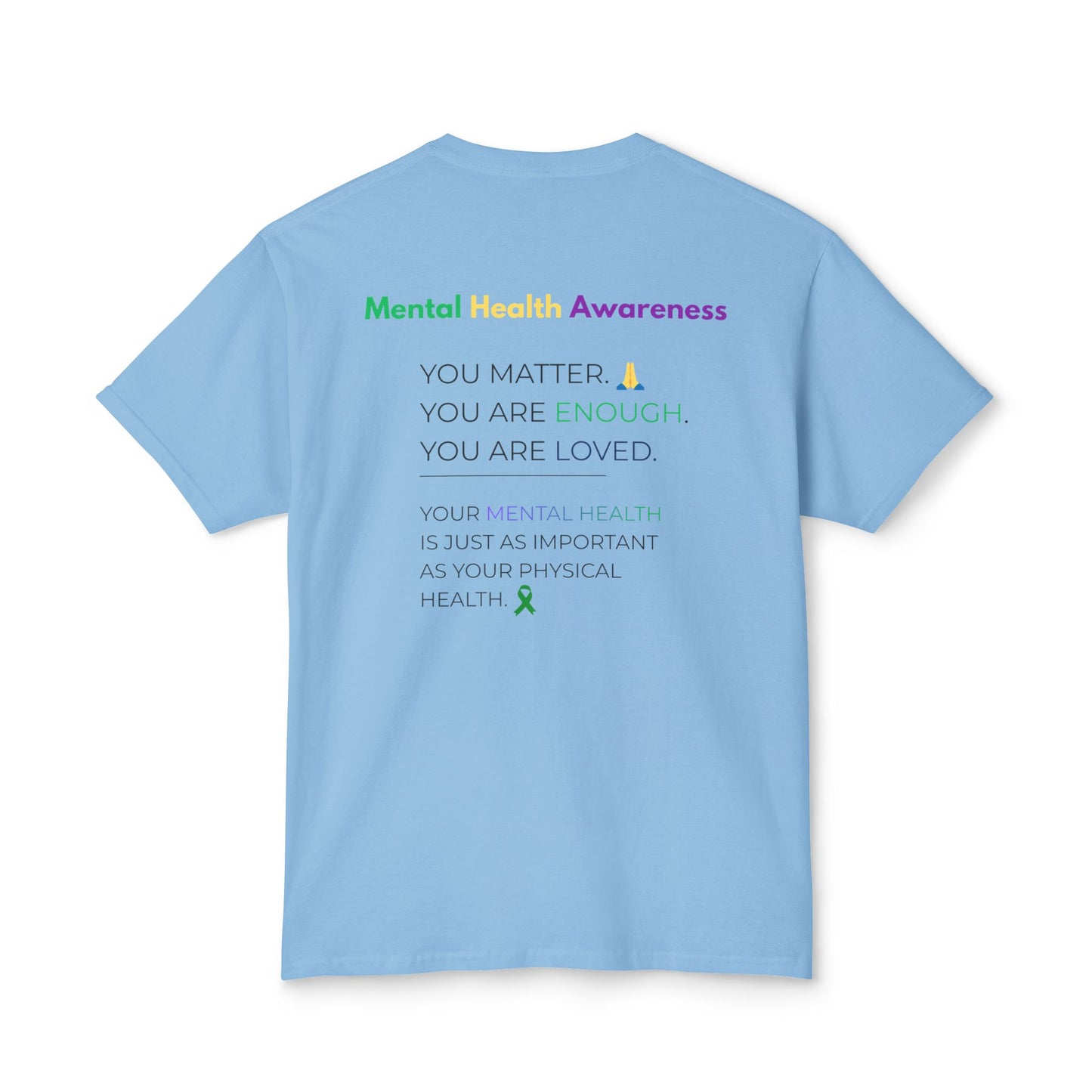 Mental Health Matters T-Shirt – Awareness Ribbon Brain Design ("It's Okay to Not Be Okay")