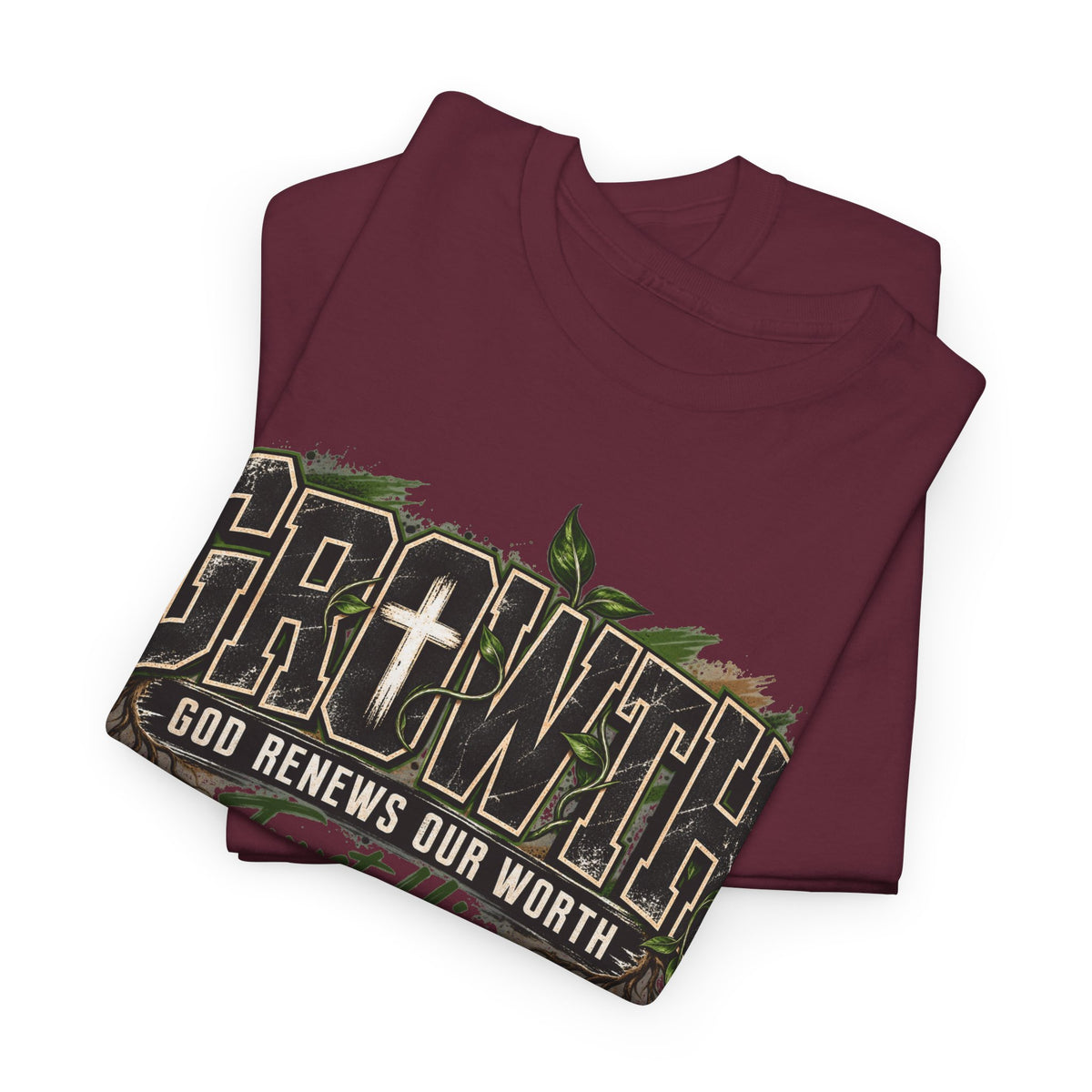 Growth "Trust Him" Christian T-Shirt — God Renews Our Worth Faith Tee